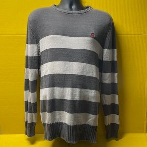 Element gray and white long sleeve pull over sweater, size large